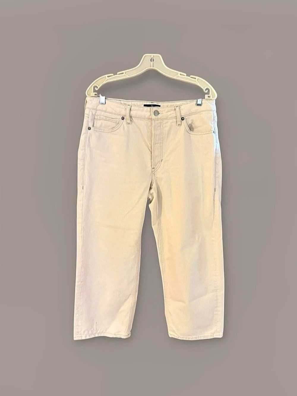 Banana Republic Women's Straight Leg Cropped Jeans in Cream Waist 30